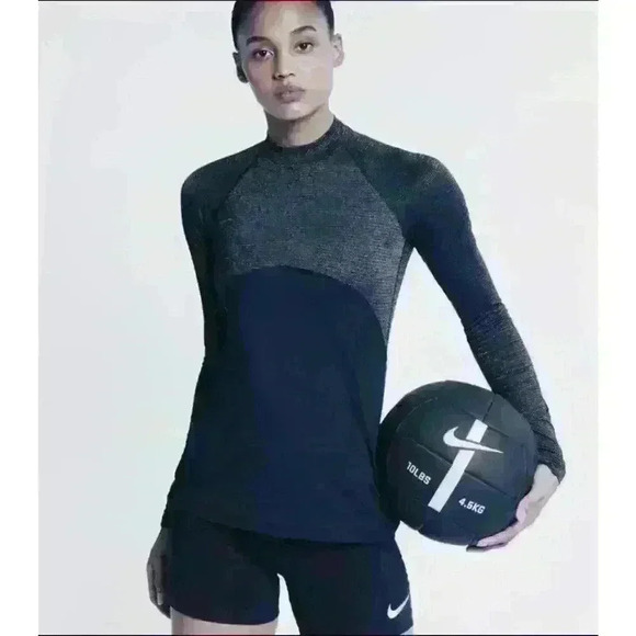 Nike Tops - Nike Women’s‎ Pro Warm Dri-FIT Long Sleeve Training Top Black Metallic Size M